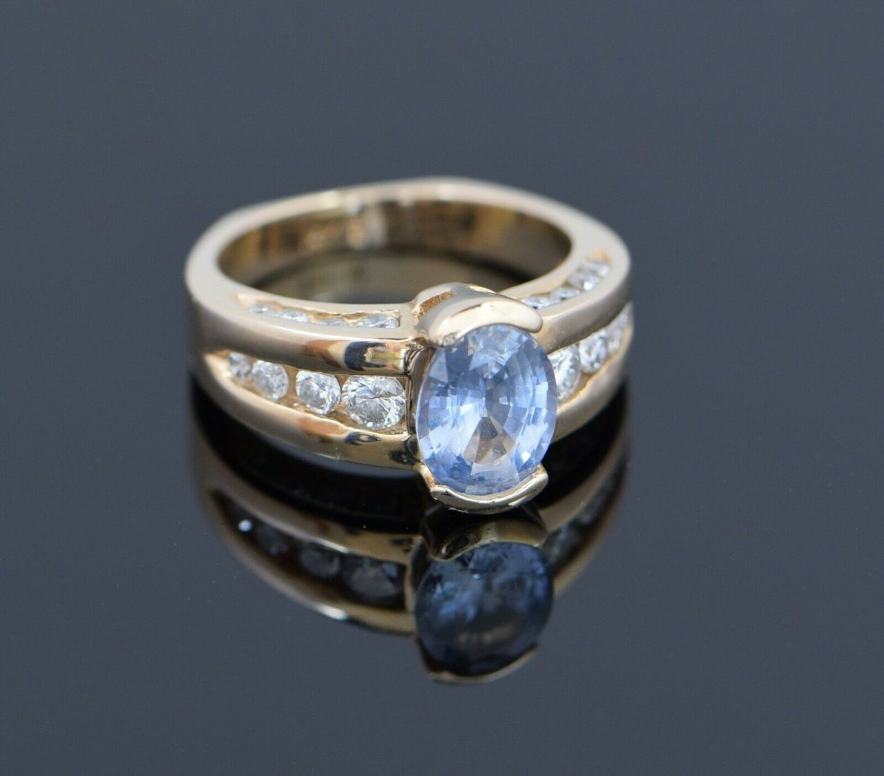 Neptune trillion light blue sapphire diamond ring - xiao wang jewelry